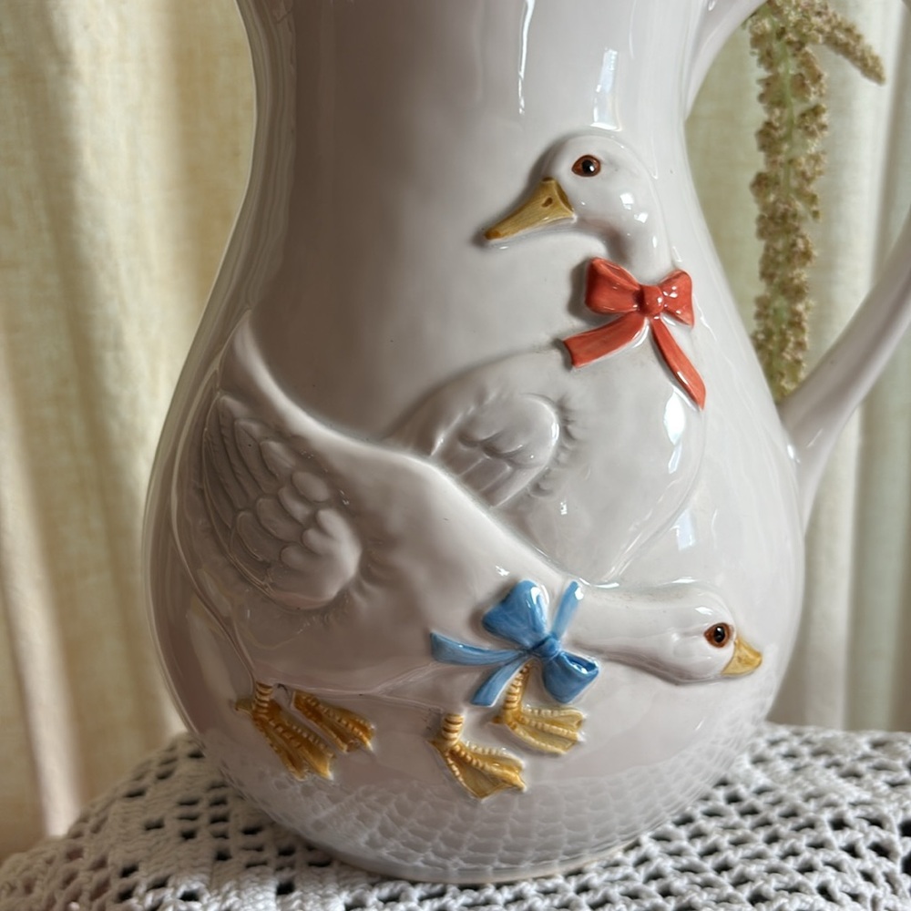 Vintage Geese Otagiri Japan Pottery Pitcher Vase Country goose - Picture 5 of 6